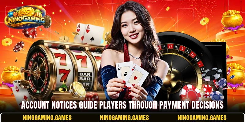 Account notices guide players through payment decisions Account notices guide players through payment decisions